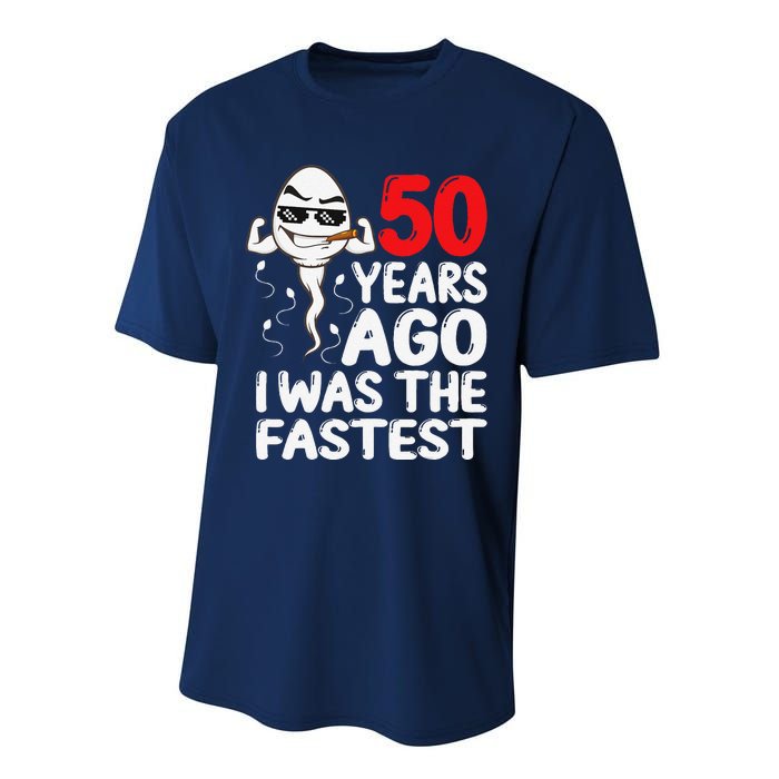 50th Birthday Gag Dress 50 Years Ago I Was The Fastest Funny Performance Sprint T-Shirt