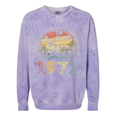 51st Birthday Gift Awesome Since February 1972 51 Year Old Colorblast Crewneck Sweatshirt