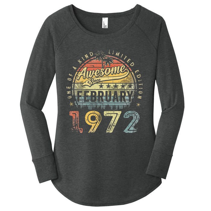 51st Birthday Gift Awesome Since February 1972 51 Year Old Women's Perfect Tri Tunic Long Sleeve Shirt