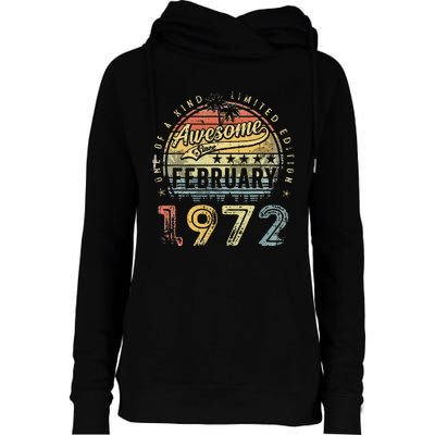 51st Birthday Gift Awesome Since February 1972 51 Year Old Womens Funnel Neck Pullover Hood