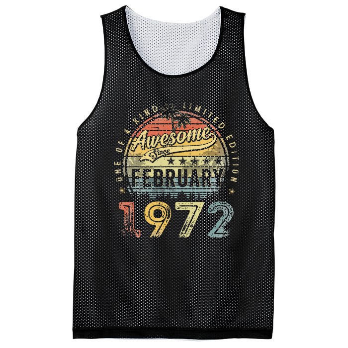 51st Birthday Gift Awesome Since February 1972 51 Year Old Mesh Reversible Basketball Jersey Tank