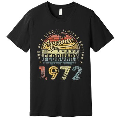 51st Birthday Gift Awesome Since February 1972 51 Year Old Premium T-Shirt