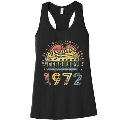 51st Birthday Gift Awesome Since February 1972 51 Year Old Women's Racerback Tank