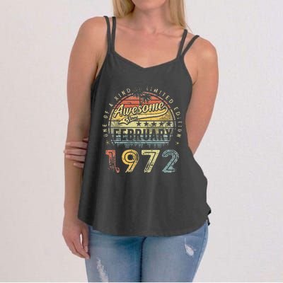 51st Birthday Gift Awesome Since February 1972 51 Year Old Women's Strappy Tank