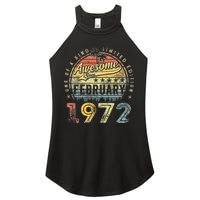 51st Birthday Gift Awesome Since February 1972 51 Year Old Women's Perfect Tri Rocker Tank