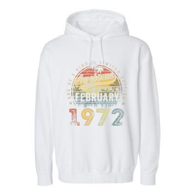 51st Birthday Gift Awesome Since February 1972 51 Year Old Garment-Dyed Fleece Hoodie