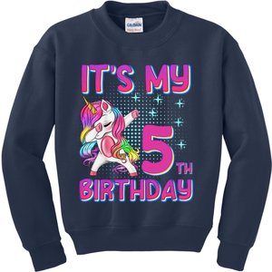 5th Birthday Girl Unicorn Five Year Old Kids Sweatshirt