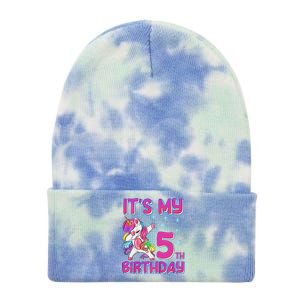 5th Birthday Girl Unicorn Five Year Old Tie Dye 12in Knit Beanie