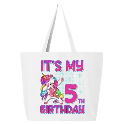 5th Birthday Girl Unicorn Five Year Old 25L Jumbo Tote