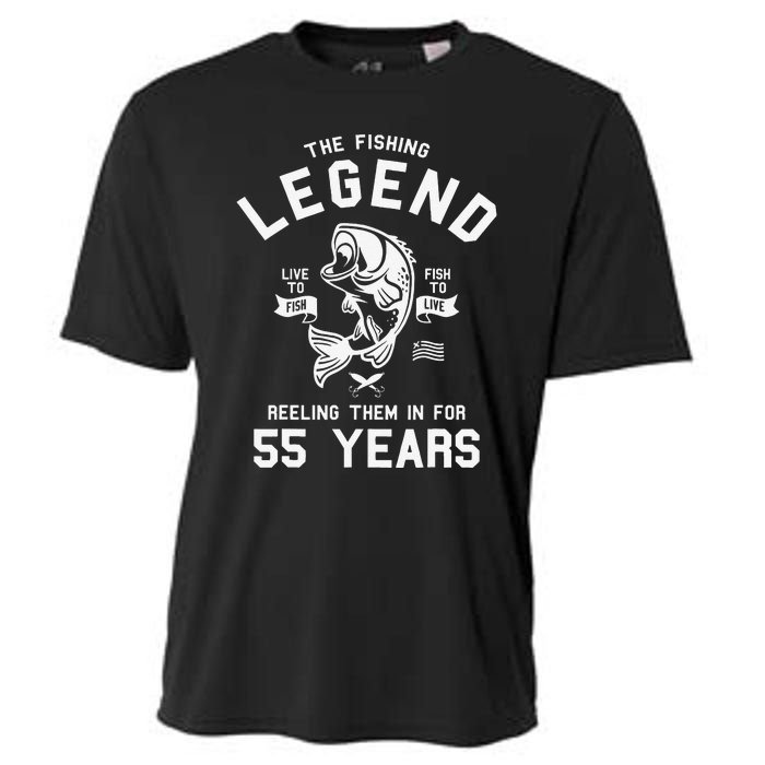 55th Birthday Gift The Fishing Legend 55 Years Fisherman Cooling Performance Crew T-Shirt