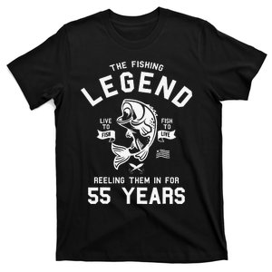 55th Birthday Gift The Fishing Legend 55 Years Fisherman T-Shirt