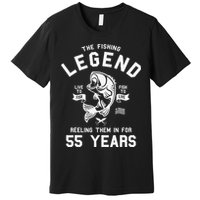 55th Birthday Gift The Fishing Legend 55 Years Fisherman Premium T-Shirt