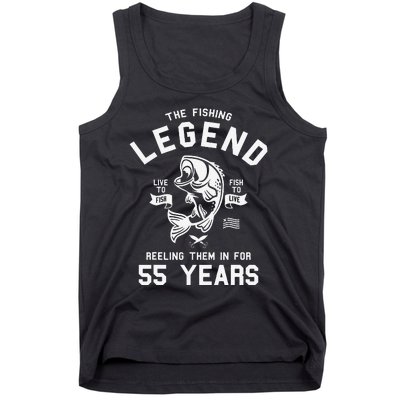 55th Birthday Gift The Fishing Legend 55 Years Fisherman Tank Top