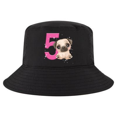 5th Birthday Girl Pug Dog Birthday Shirts Party Pug Kids Five Cool Comfort Performance Bucket Hat