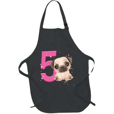 5th Birthday Girl Pug Dog Birthday Shirts Party Pug Kids Five Apron