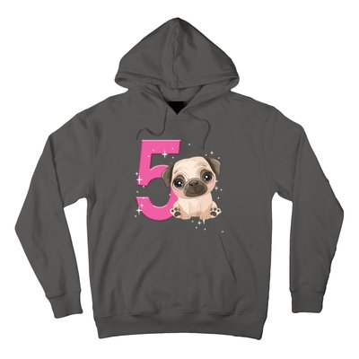 5th Birthday Girl Pug Dog Birthday Shirts Party Pug Kids Five Hoodie