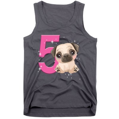 5th Birthday Girl Pug Dog Birthday Shirts Party Pug Kids Five Tank Top