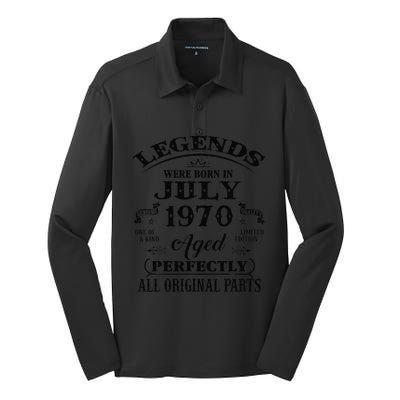 53rd Birthday Gift Legends Born In July 1970 53 Years Old Silk Touch Performance Long Sleeve Polo