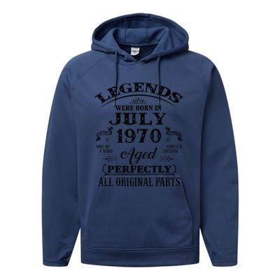 53rd Birthday Gift Legends Born In July 1970 53 Years Old Performance Fleece Hoodie