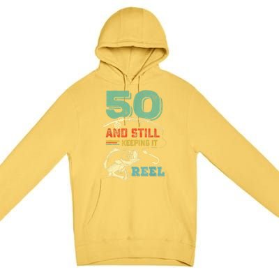 50th Birthday Gift For Fisherman Mens Premium Pullover Hoodie