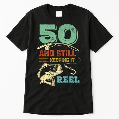 50th Birthday Gift For Fisherman Mens Tall T-Shirt