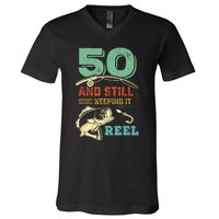 50th Birthday Gift For Fisherman Mens V-Neck T-Shirt