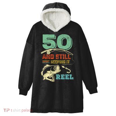 50th Birthday Gift For Fisherman Mens Hooded Wearable Blanket