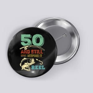 50th Birthday Gift For Fisherman Mens Button