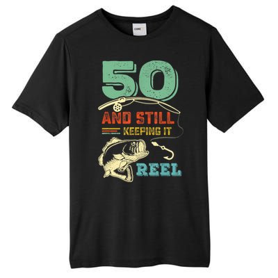 50th Birthday Gift For Fisherman Mens Tall Fusion ChromaSoft Performance T-Shirt