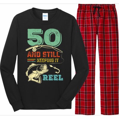 50th Birthday Gift For Fisherman Mens Long Sleeve Pajama Set