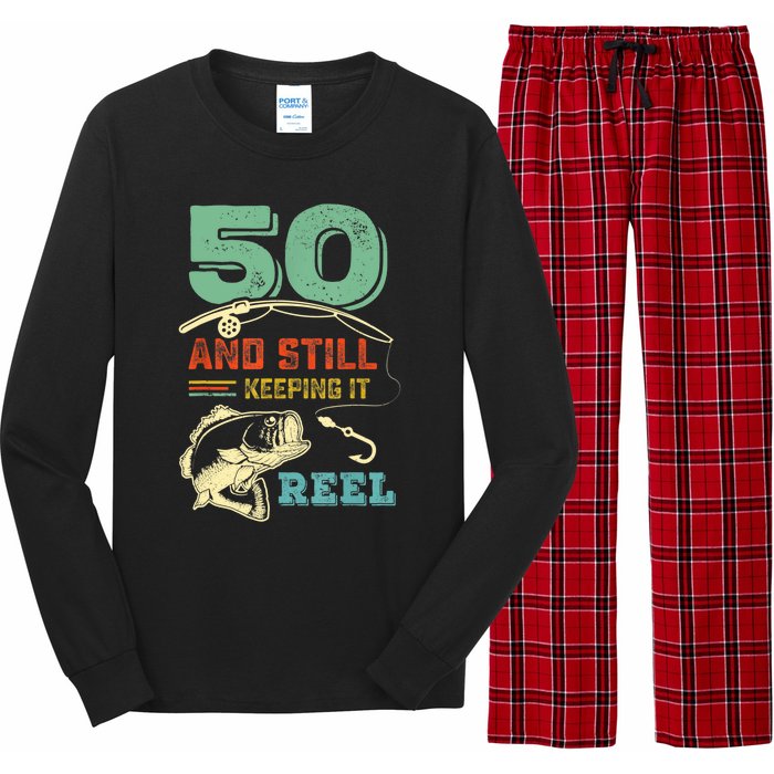 50th Birthday Gift For Fisherman Mens Long Sleeve Pajama Set