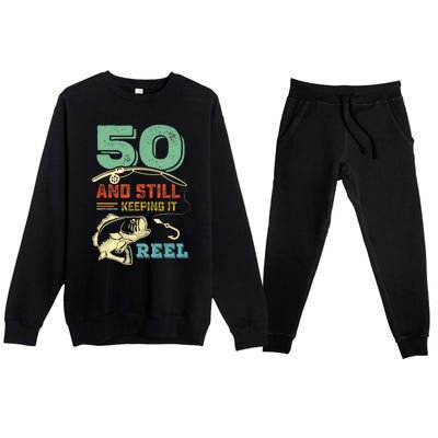 50th Birthday Gift For Fisherman Mens Premium Crewneck Sweatsuit Set