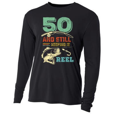 50th Birthday Gift For Fisherman Mens Cooling Performance Long Sleeve Crew