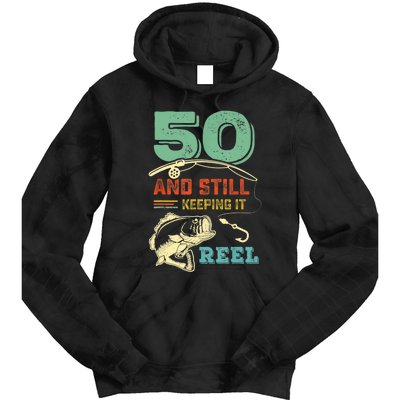 50th Birthday Gift For Fisherman Mens Tie Dye Hoodie