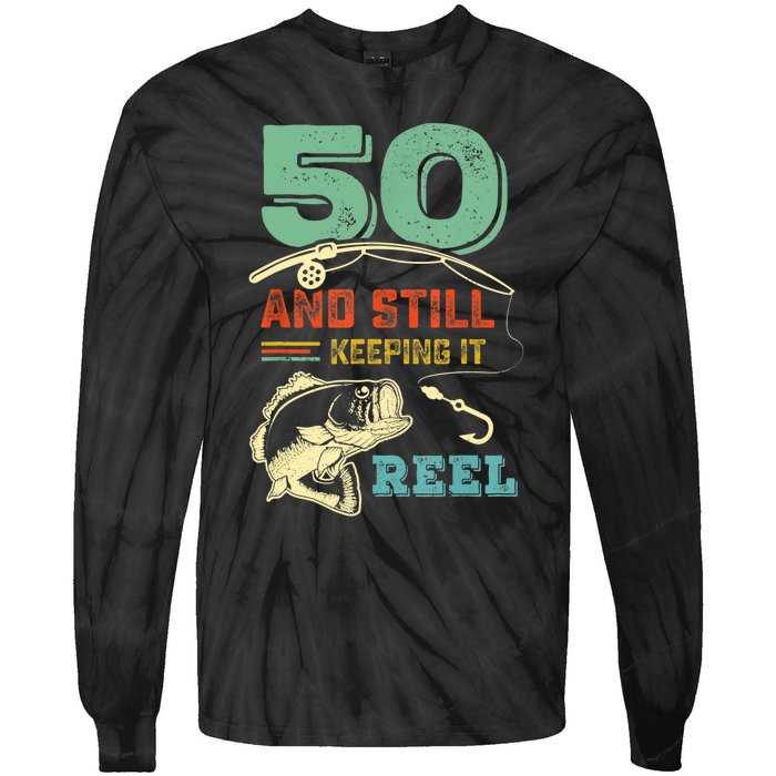 50th Birthday Gift For Fisherman Mens Tie-Dye Long Sleeve Shirt