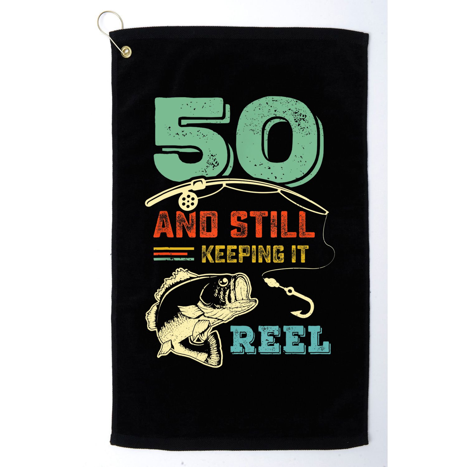 50th Birthday Gift For Fisherman Mens Golf Towel