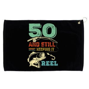 50th Birthday Gift For Fisherman Mens Grommeted Golf Towel