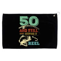 50th Birthday Gift For Fisherman Mens Grommeted Golf Towel