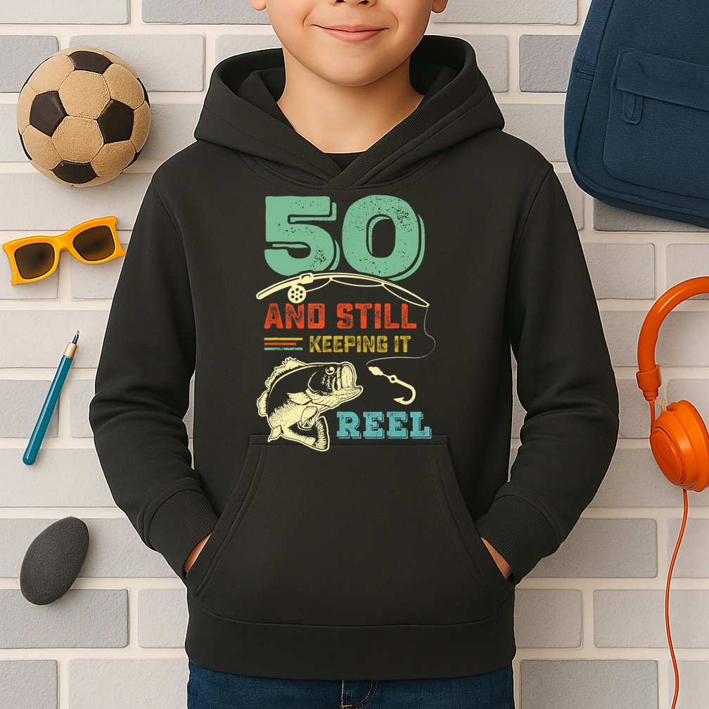 50th Birthday Gift For Fisherman Mens Kids Hoodie