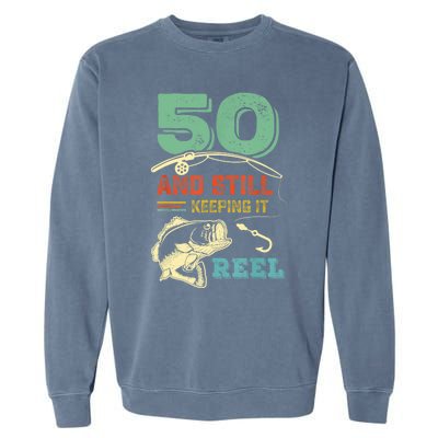 50th Birthday Gift For Fisherman Mens Garment-Dyed Sweatshirt