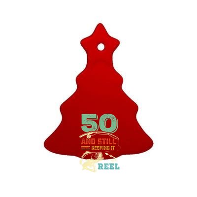 50th Birthday Gift For Fisherman Mens Ceramic Tree Ornament