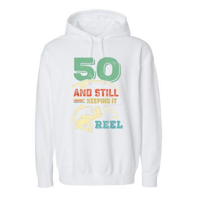 50th Birthday Gift For Fisherman Mens Garment-Dyed Fleece Hoodie