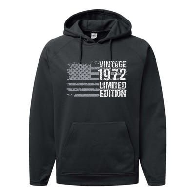 50th Birthday Gift Vintage 1972 Performance Fleece Hoodie