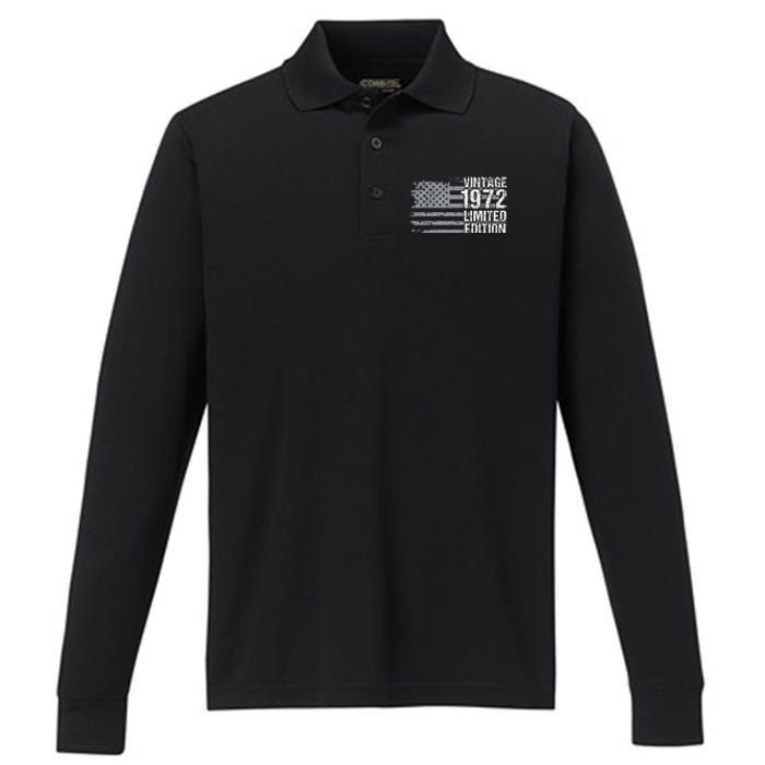 50th Birthday Gift Vintage 1972 Performance Long Sleeve Polo