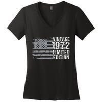 50th Birthday Gift Vintage 1972 Women's V-Neck T-Shirt