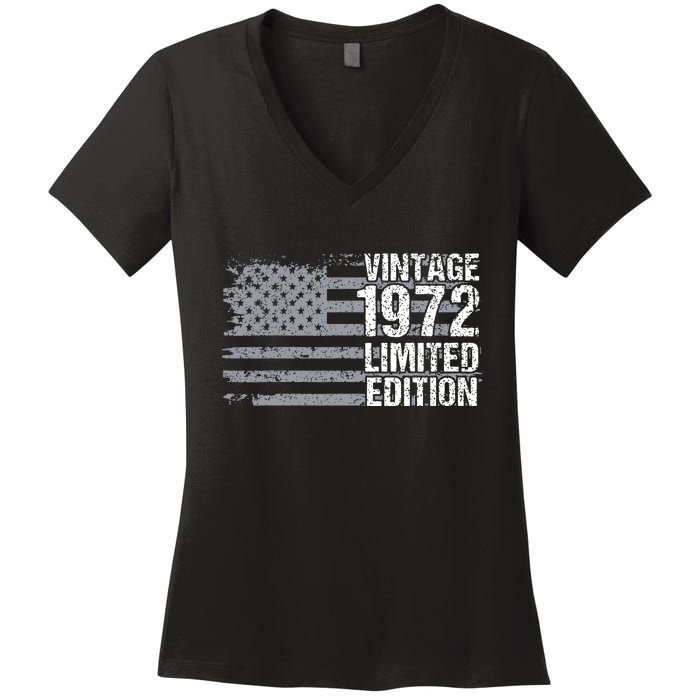 50th Birthday Gift Vintage 1972 Women's V-Neck T-Shirt