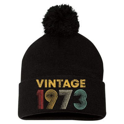 50th Birthday Gift Vintage 1973 50 Years Old Pom Pom 12in Knit Beanie