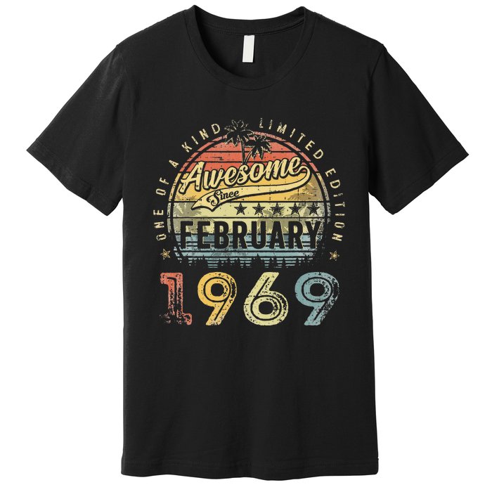 54th Birthday Gift Awesome Since February 1969 54 Year Old Premium T-Shirt