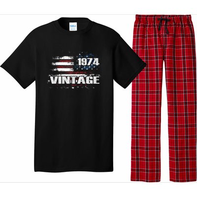 50th Birthday Gifts Retro Vintage 1974 Usa Flag 50 Years Old Pajama Set