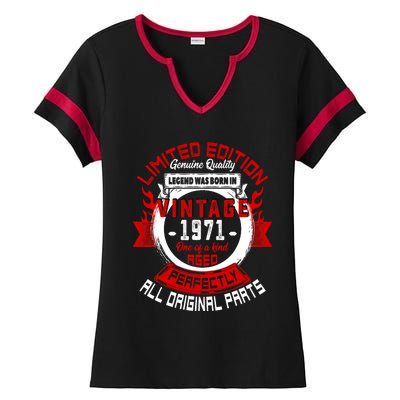 53nd Birthday Gift Vintage Legends Born In 1971 53 Years Old Ladies Halftime Notch Neck Tee